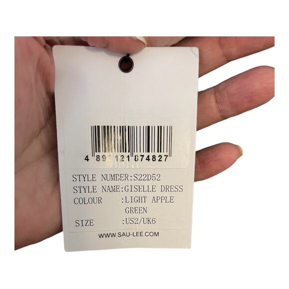 Sau Lee Giselle Gown Dress Cut Out Adjustable Strap Light Apple Green 2 - Picture 9 of 15